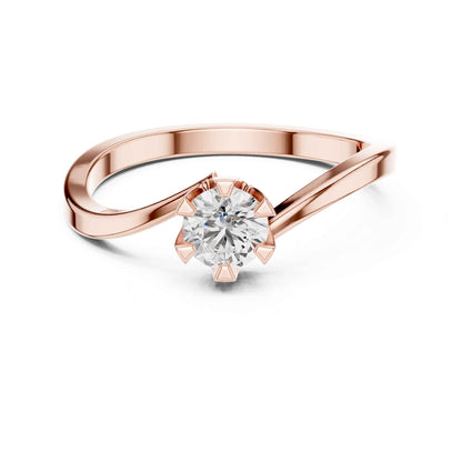 0.30 Carat Round Cut Diamond Engagement Ring with Modern Bypass Band