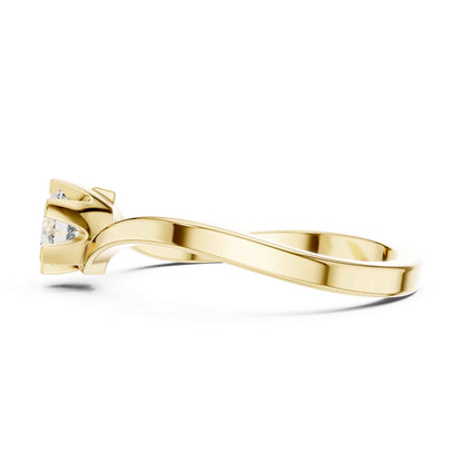 0.30 Carat Round Cut Diamond Engagement Ring with Modern Bypass Band