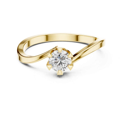 0.30 Carat Round Cut Diamond Engagement Ring with Modern Bypass Band