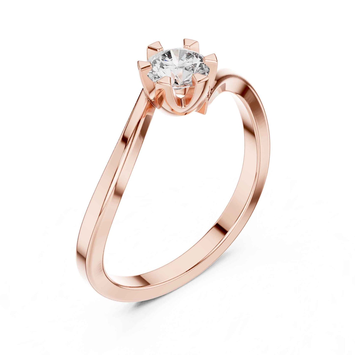 0.30 Carat Round Cut Diamond Engagement Ring with Modern Bypass Band