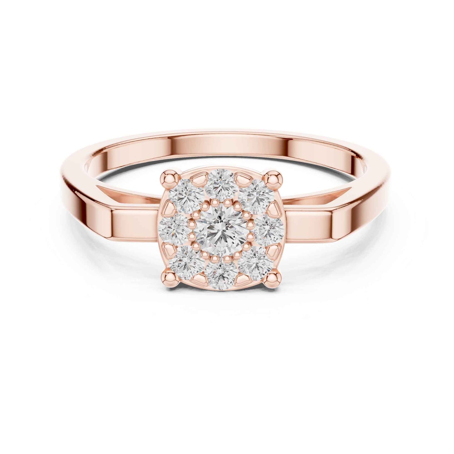 Cushion-Style Round Diamond Cluster Engagement Ring