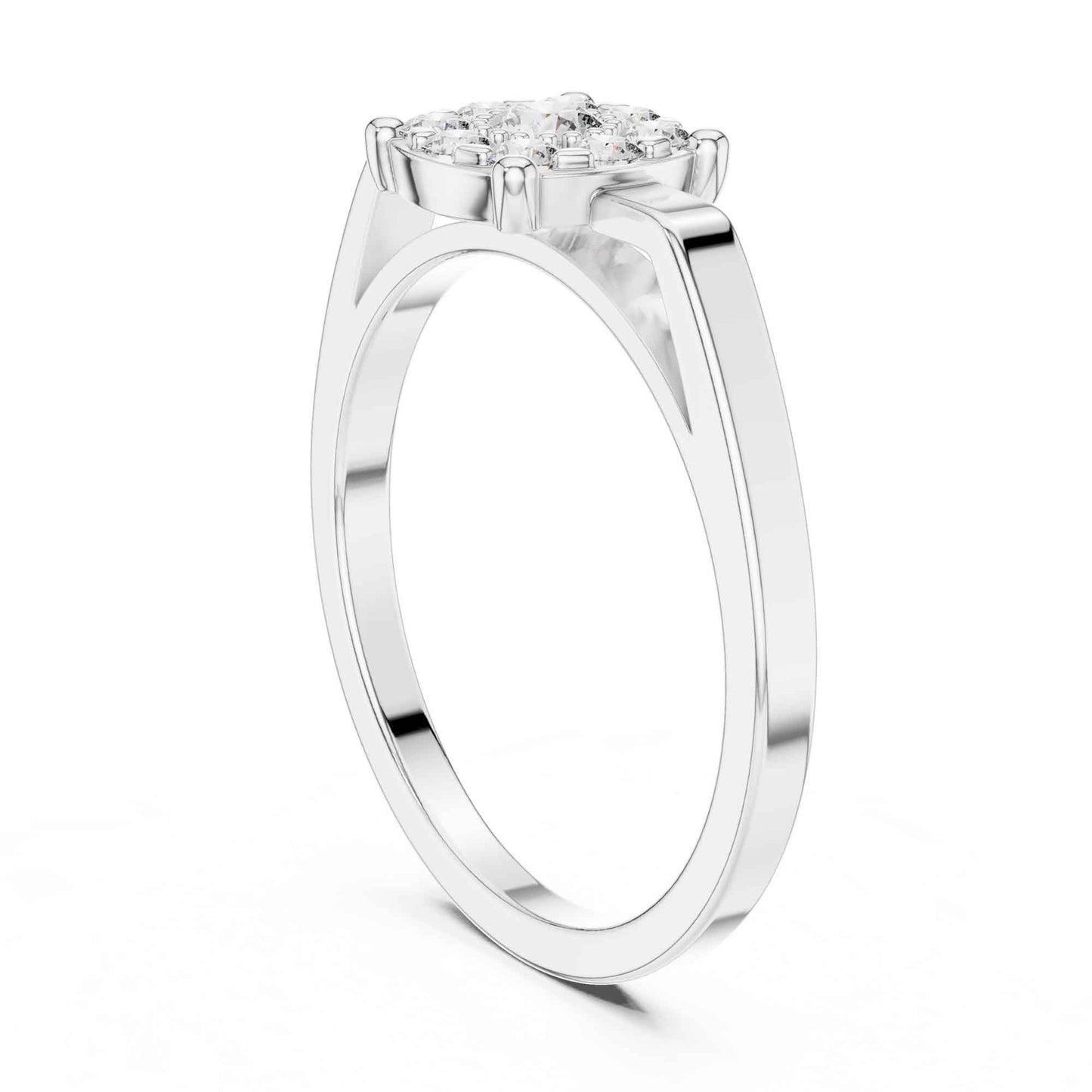 Cushion-Style Round Diamond Cluster Engagement Ring
