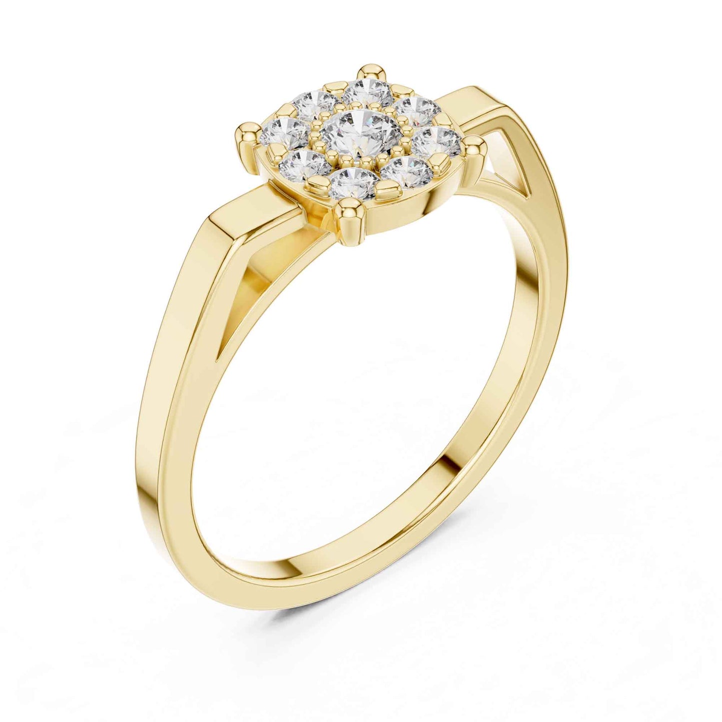 Cushion-Style Round Diamond Cluster Engagement Ring