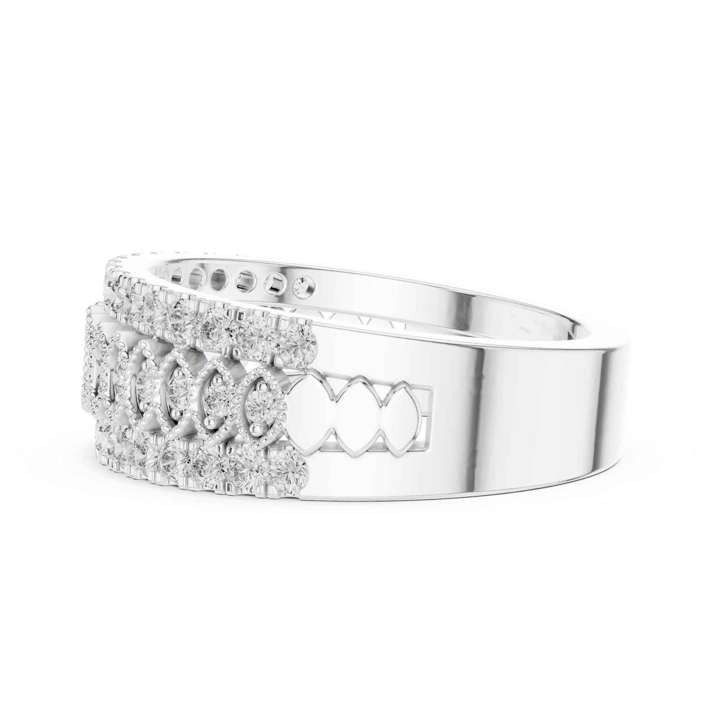 Wide Diamond Eternity Band with Marquise Motif