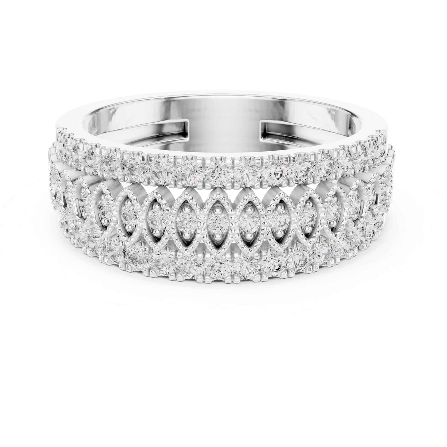 Wide Diamond Eternity Band with Marquise Motif