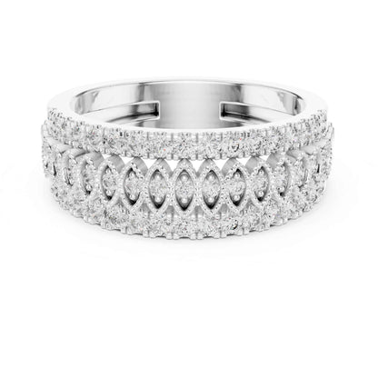 Wide Diamond Eternity Band with Marquise Motif