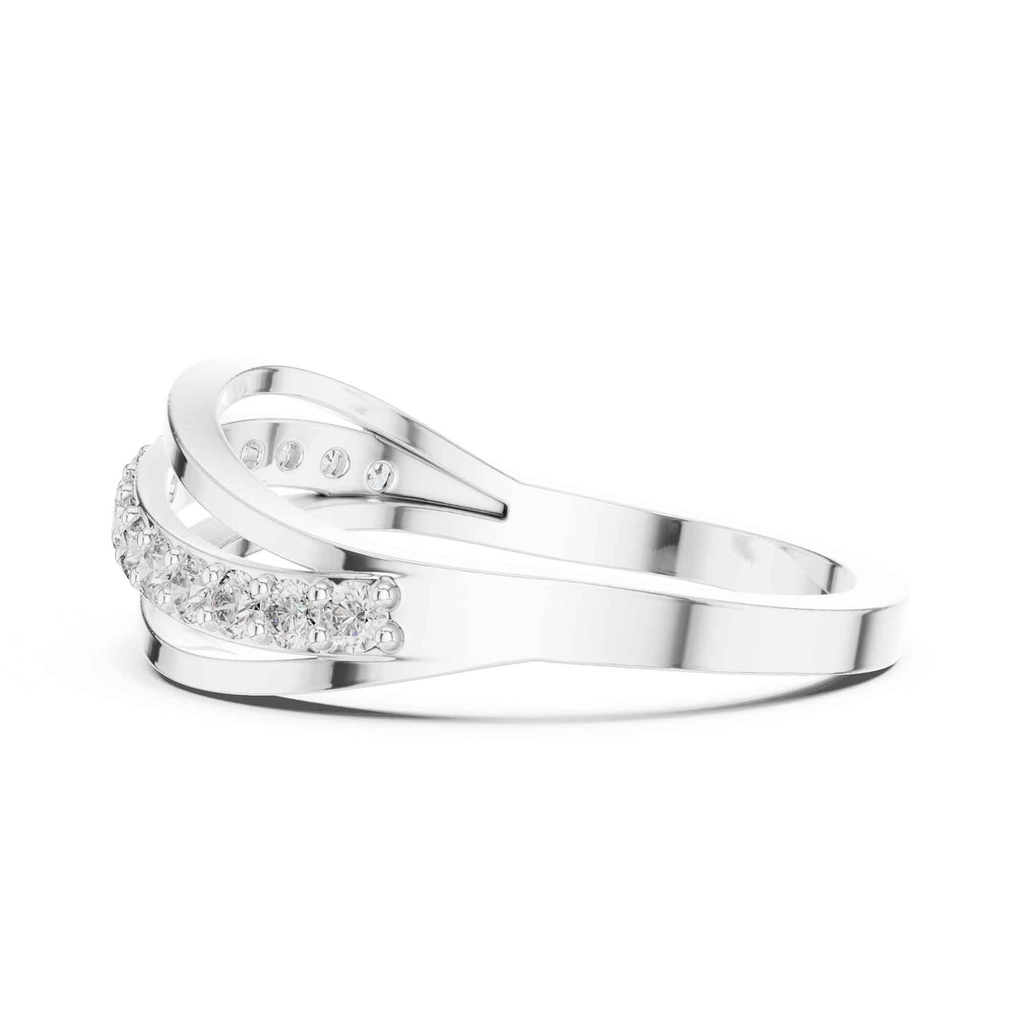 Round Diamond Pavé Crossover Band Ring