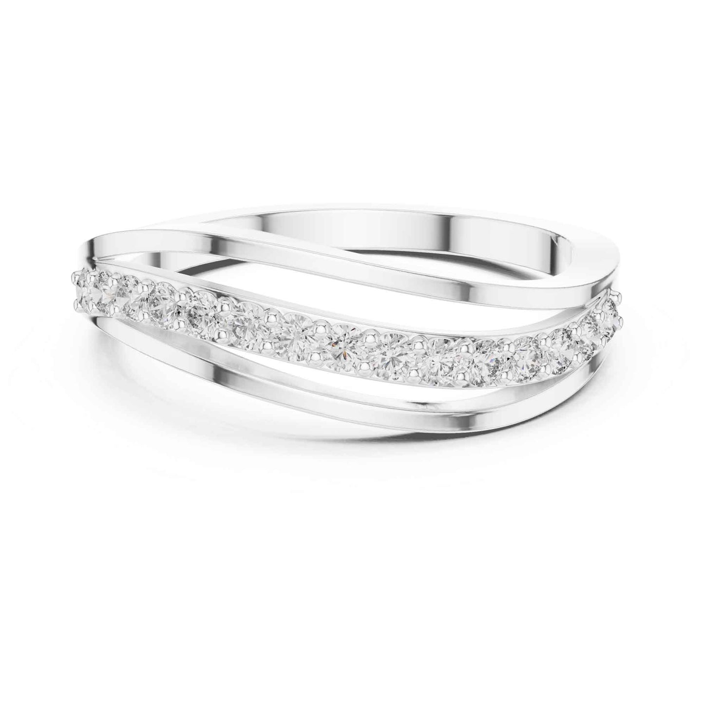 Round Diamond Pavé Crossover Band Ring