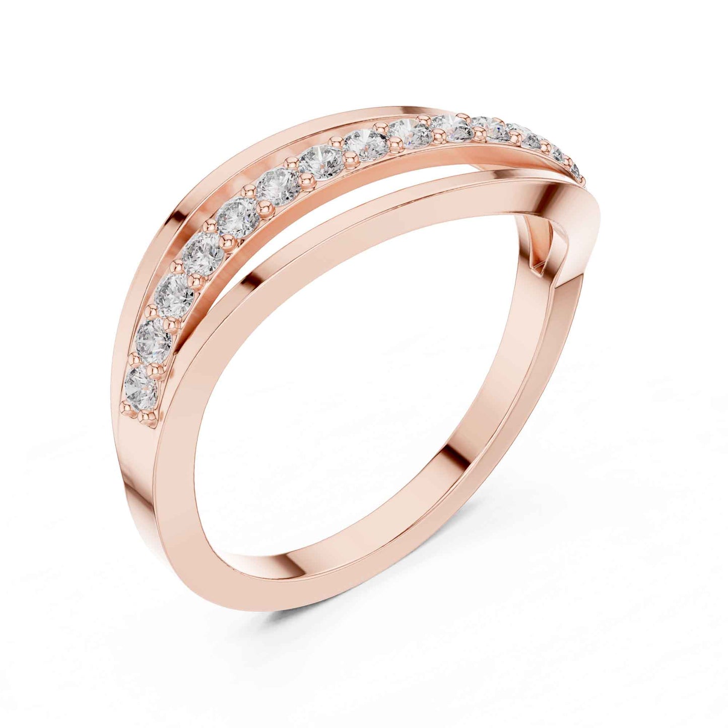 Round Diamond Pavé Crossover Band Ring
