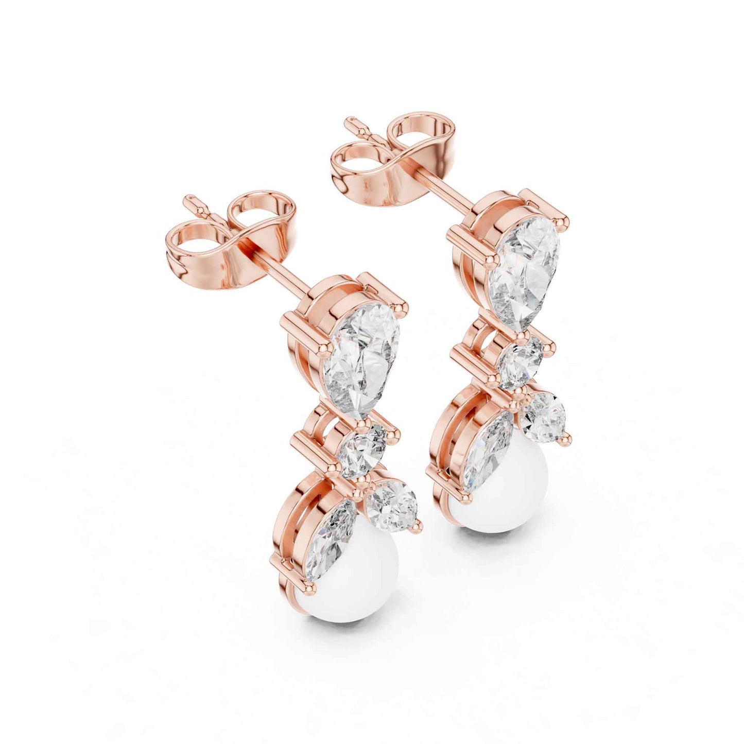 Seraphine Lab Grown Diamond With Pearl Drop & Dangle Earrings