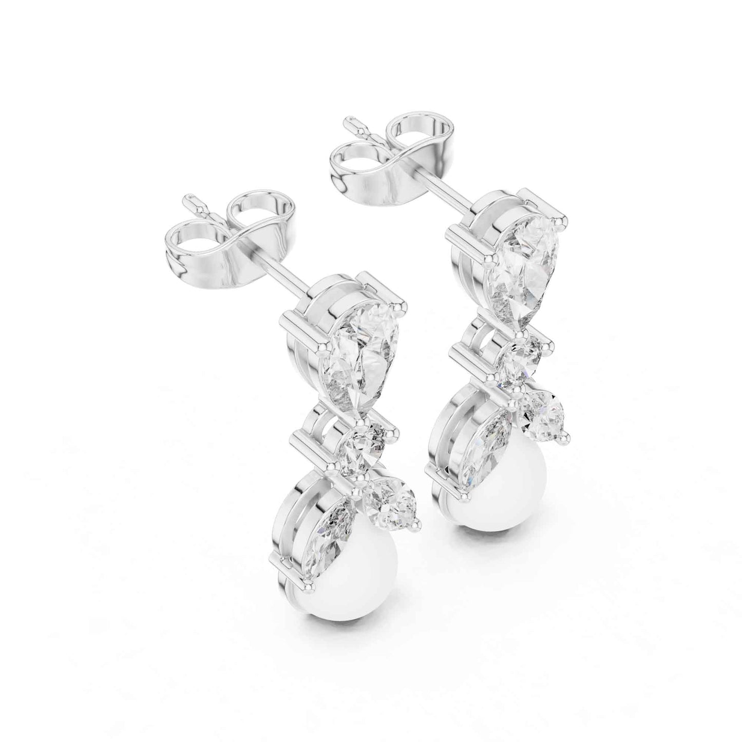 Seraphine Lab Grown Diamond With Pearl Drop & Dangle Earrings