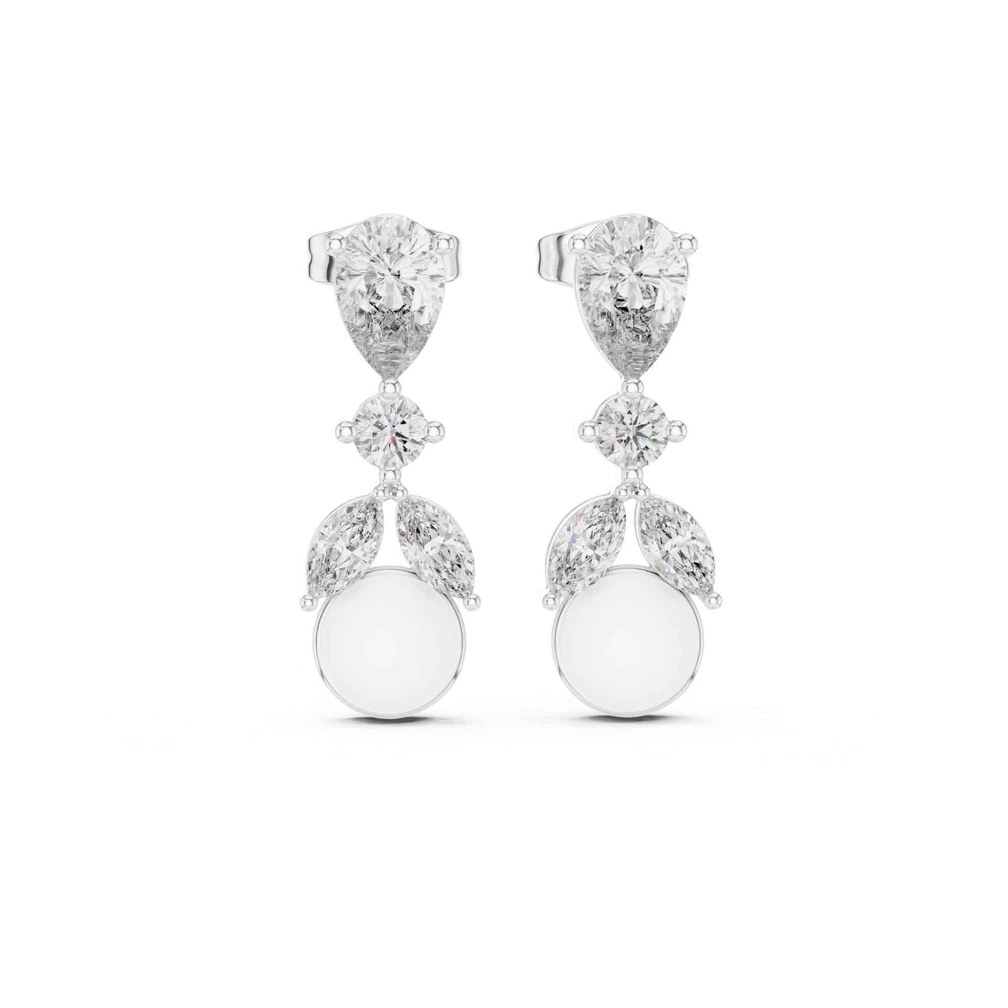 Seraphine Lab Grown Diamond With Pearl Drop & Dangle Earrings