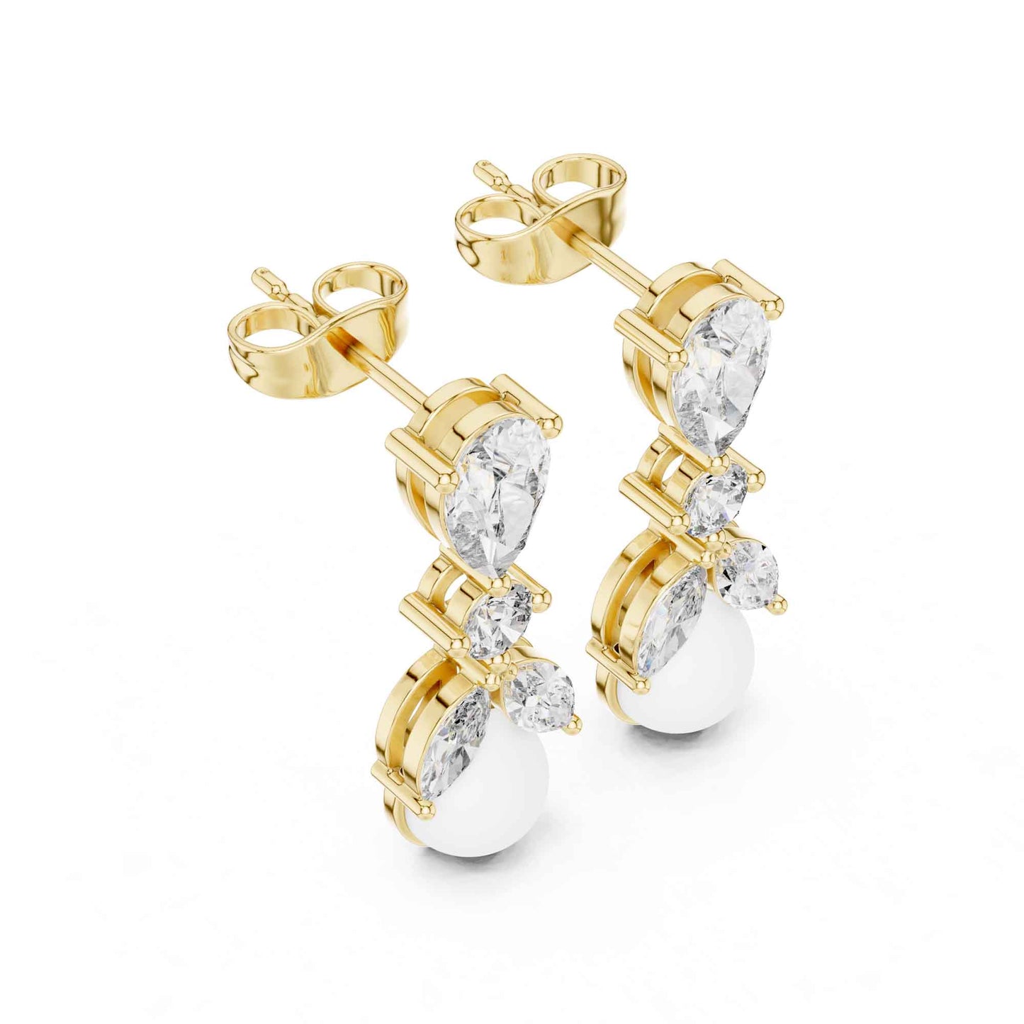 Seraphine Lab Grown Diamond With Pearl Drop & Dangle Earrings