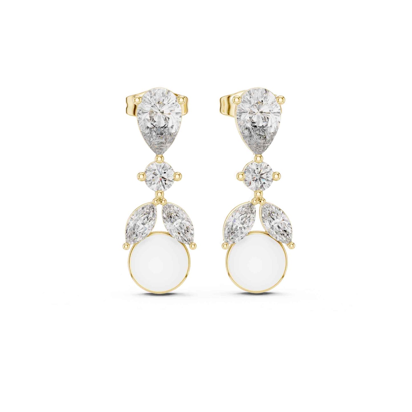 Seraphine Lab Grown Diamond With Pearl Drop & Dangle Earrings