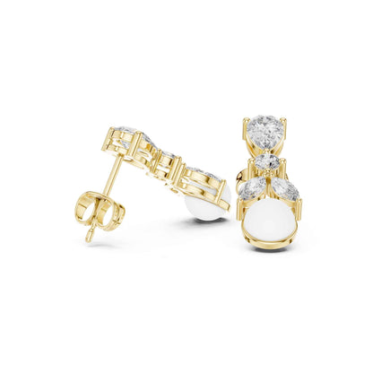 Seraphine Lab Grown Diamond With Pearl Drop & Dangle Earrings