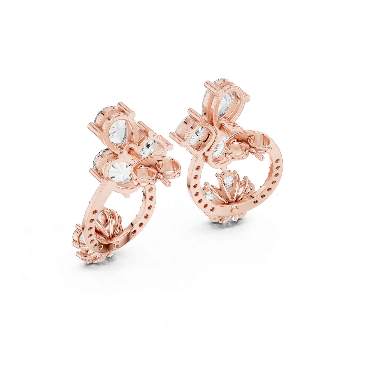 Floral Cluster Teardrop Lab Grown Diamond Drop & Dangle Earrings