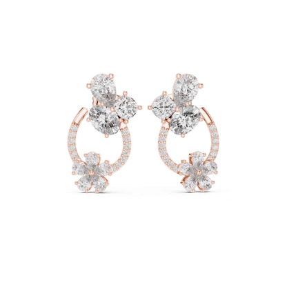 Floral Cluster Teardrop Lab Grown Diamond Drop & Dangle Earrings