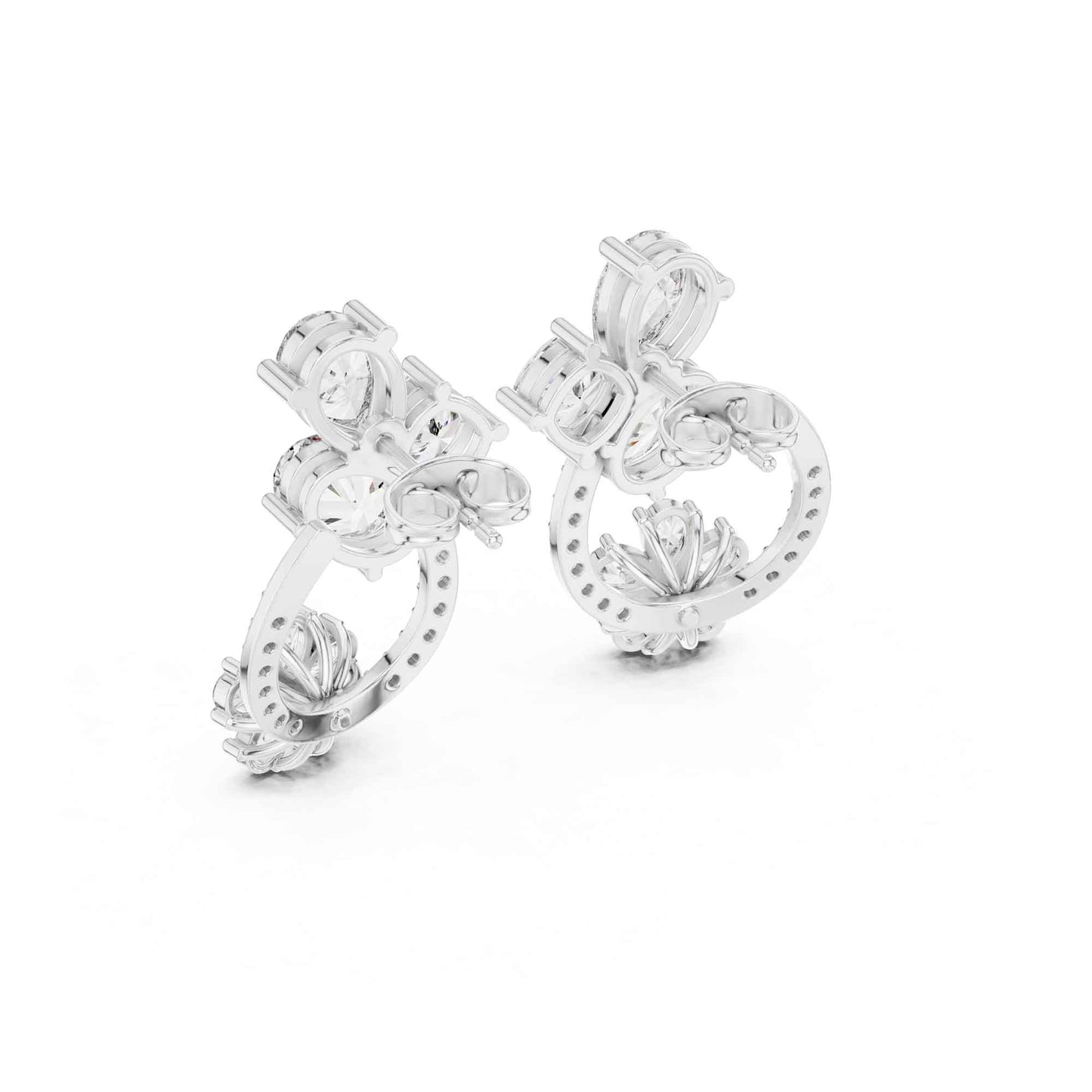 Floral Cluster Teardrop Lab Grown Diamond Drop & Dangle Earrings