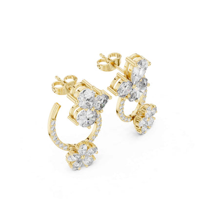 Floral Cluster Teardrop Lab Grown Diamond Drop & Dangle Earrings