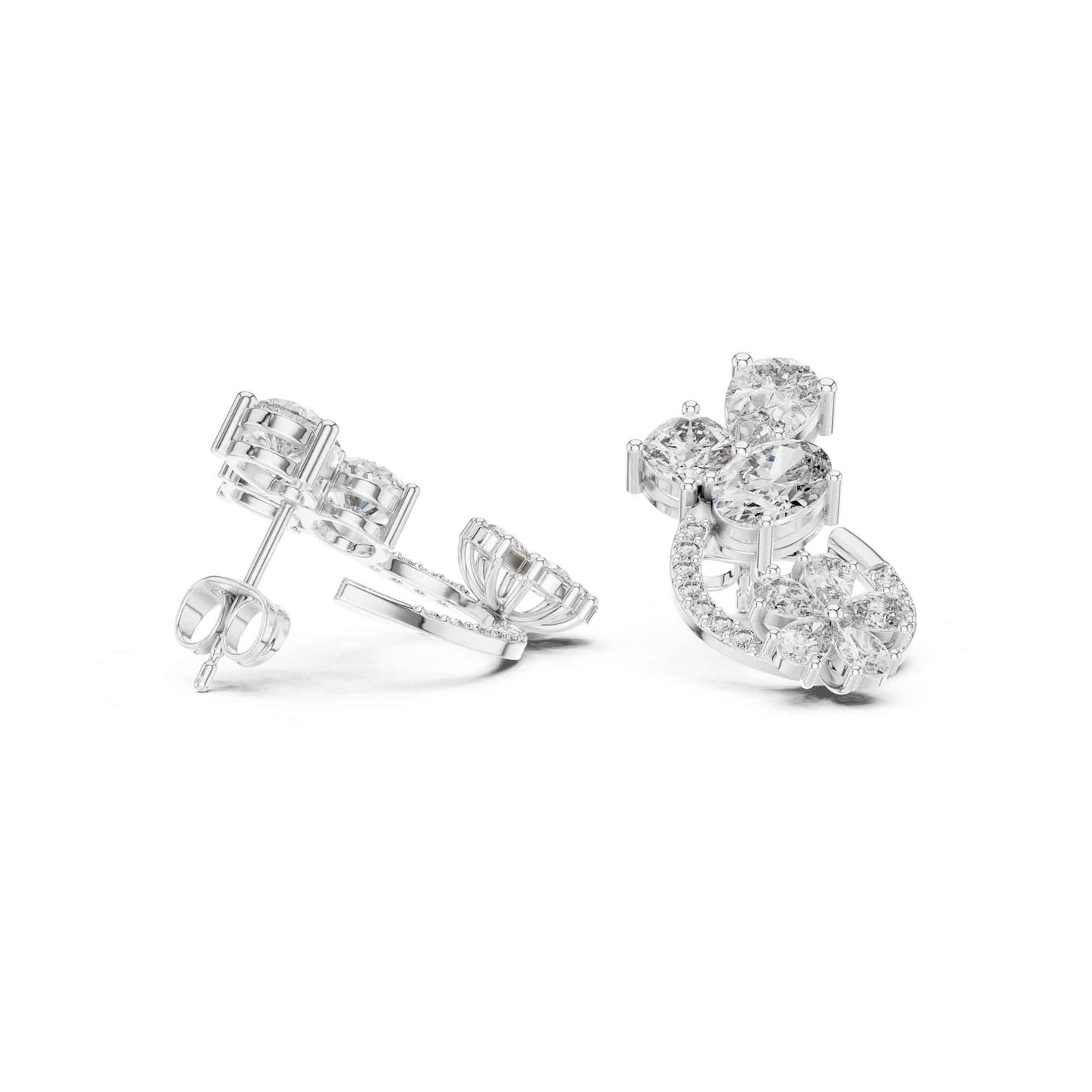 Floral Cluster Teardrop Lab Grown Diamond Drop & Dangle Earrings