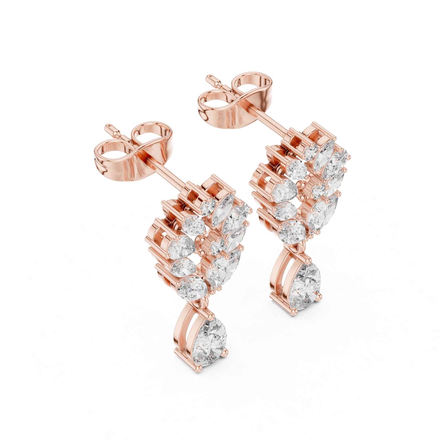 Floral Cluster Pear Lab Grown Diamond Drop & Dangle Earrings