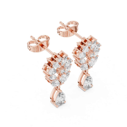 Floral Cluster Pear Lab Grown Diamond Drop & Dangle Earrings
