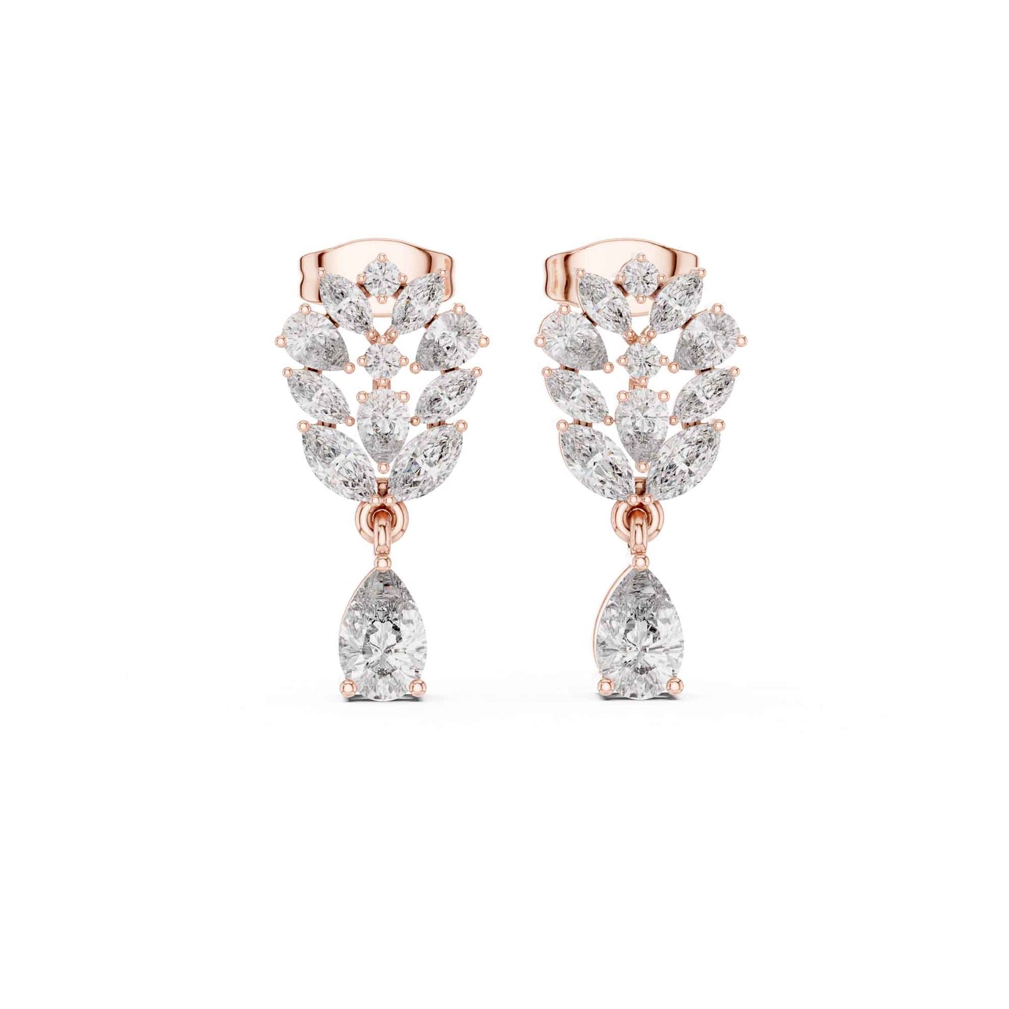 Floral Cluster Pear Lab Grown Diamond Drop & Dangle Earrings