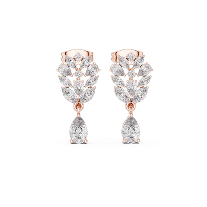 Floral Cluster Pear Lab Grown Diamond Drop & Dangle Earrings