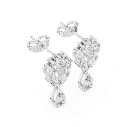 Floral Cluster Pear Lab Grown Diamond Drop & Dangle Earrings