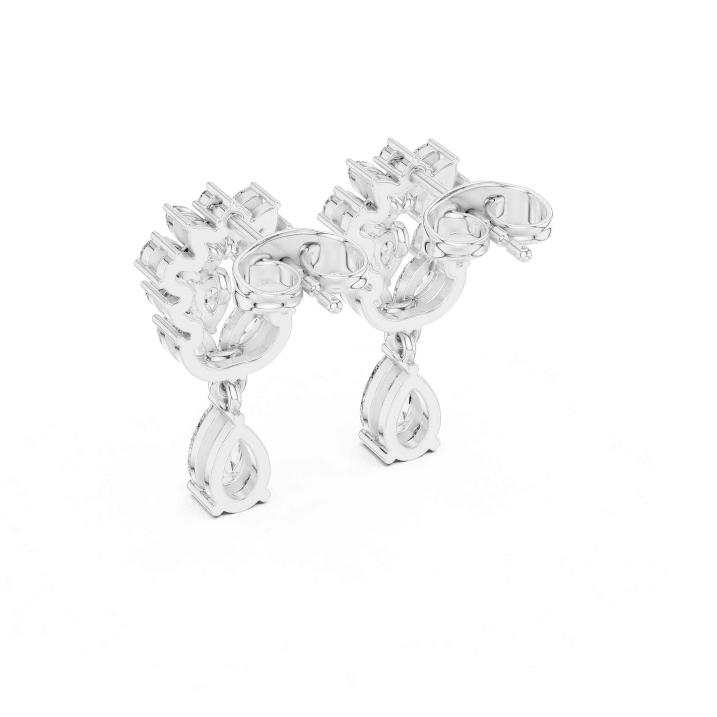 Floral Cluster Pear Lab Grown Diamond Drop & Dangle Earrings