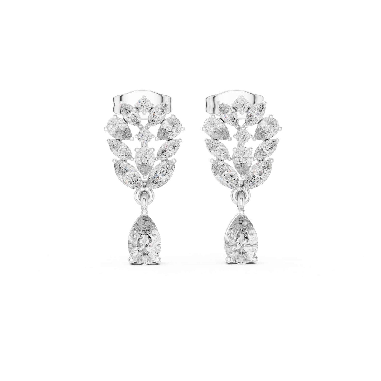 Floral Cluster Pear Lab Grown Diamond Drop & Dangle Earrings