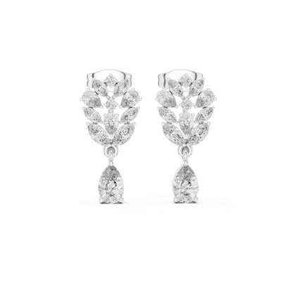 Floral Cluster Pear Lab Grown Diamond Drop & Dangle Earrings