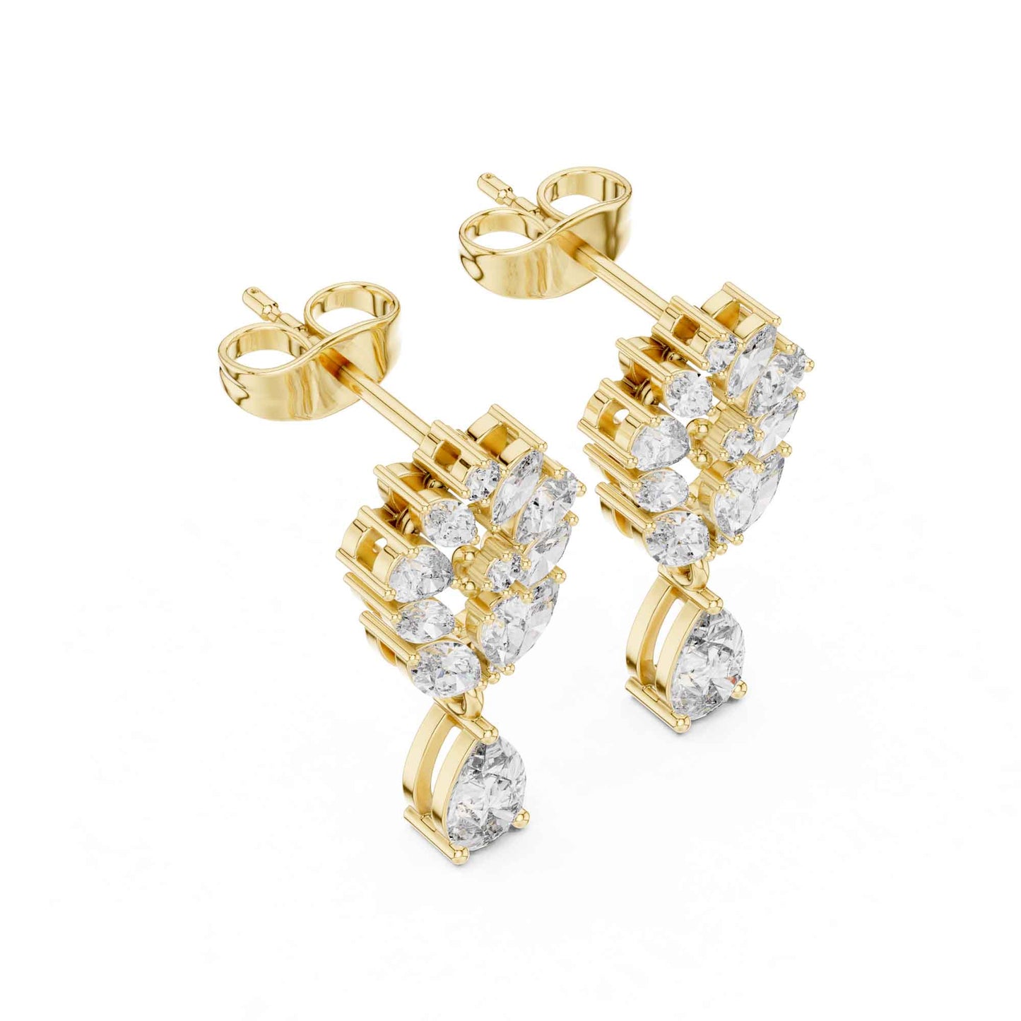 Floral Cluster Pear Lab Grown Diamond Drop & Dangle Earrings