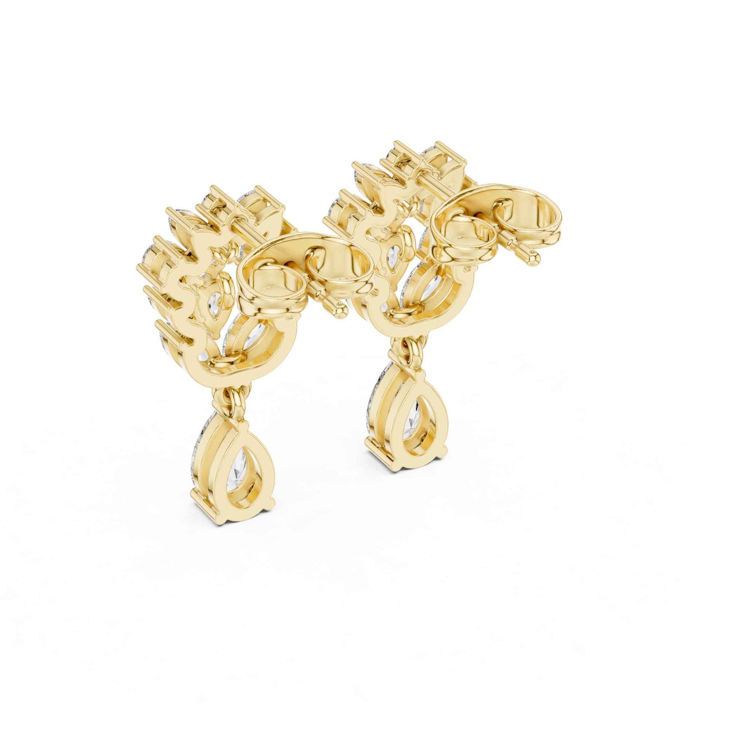 Floral Cluster Pear Lab Grown Diamond Drop & Dangle Earrings