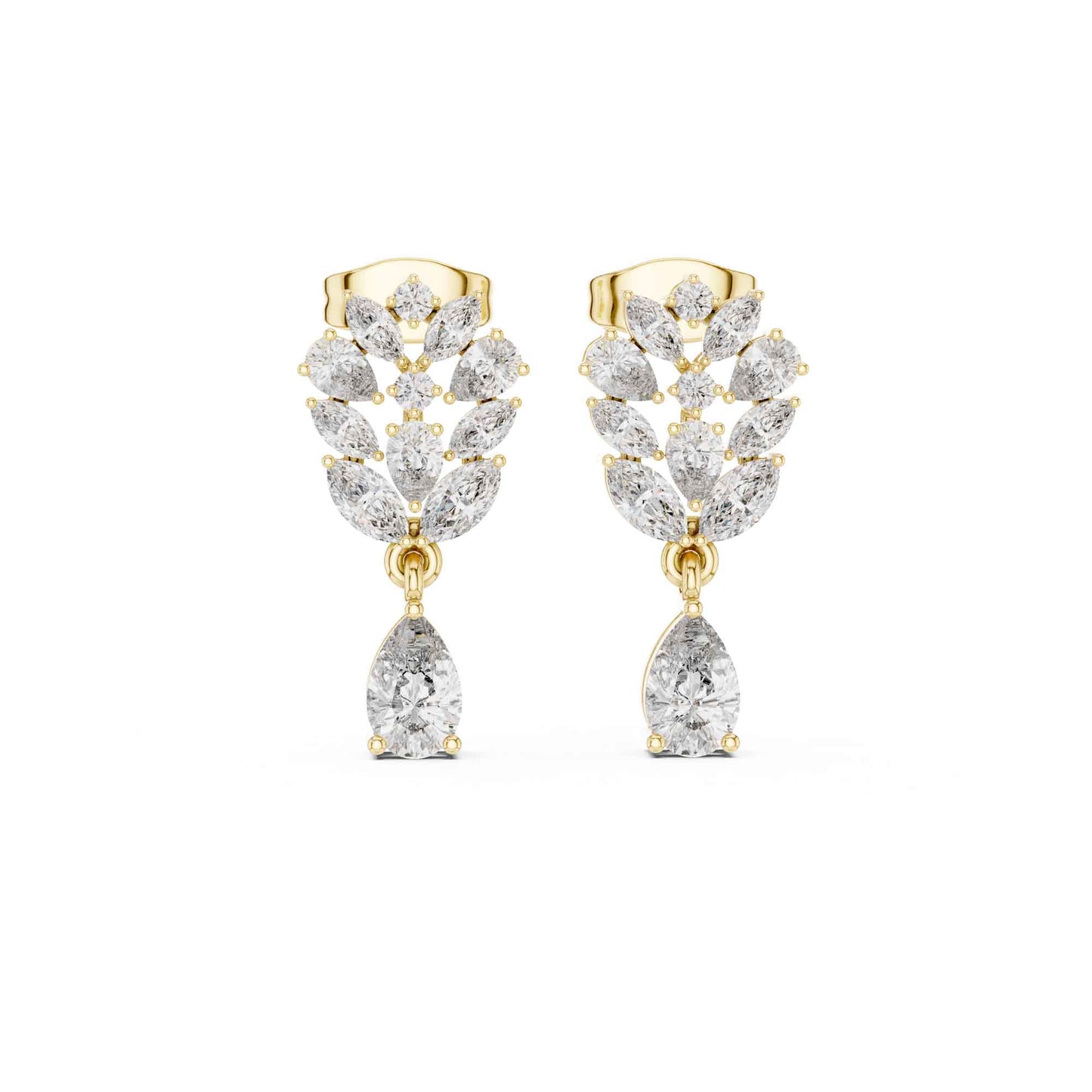 Floral Cluster Pear Lab Grown Diamond Drop & Dangle Earrings