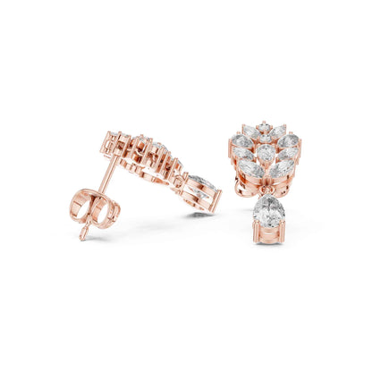 Floral Cluster Pear Lab Grown Diamond Drop & Dangle Earrings