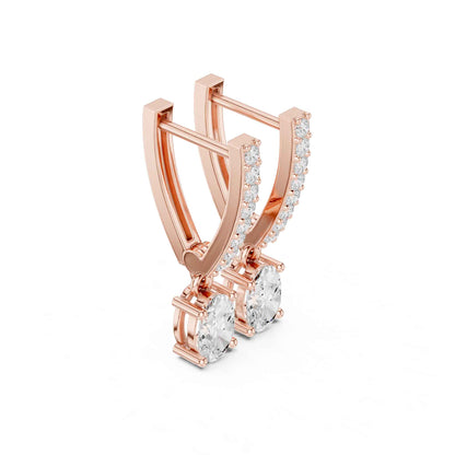 Round Cut Lab Grown Diamond Pavé With Oval Drop & Dangle Earrings