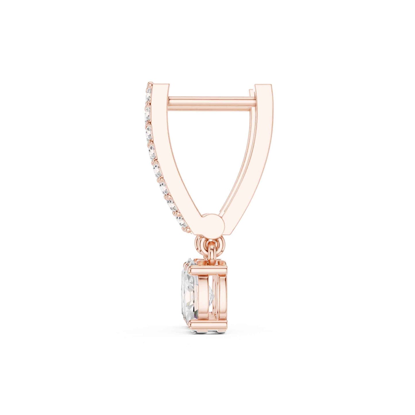 Round Cut Lab Grown Diamond Pavé With Oval Drop & Dangle Earrings