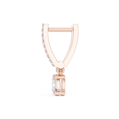 Round Cut Lab Grown Diamond Pavé With Oval Drop & Dangle Earrings