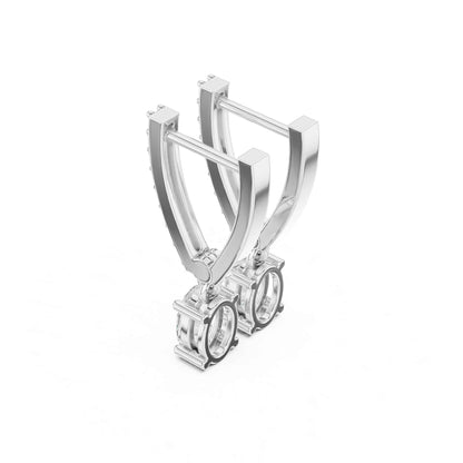 Round Cut Lab Grown Diamond Pavé With Oval Drop & Dangle Earrings