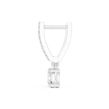 Round Cut Lab Grown Diamond Pavé With Oval Drop & Dangle Earrings