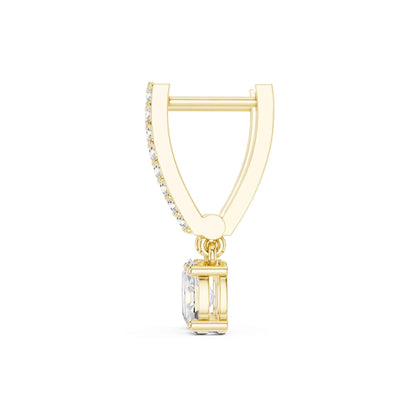 Round Cut Lab Grown Diamond Pavé With Oval Drop & Dangle Earrings