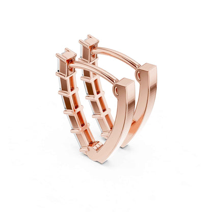 Baguette Straight Lab Grown Diamond Minimal Hoop & Huggie Earrings
