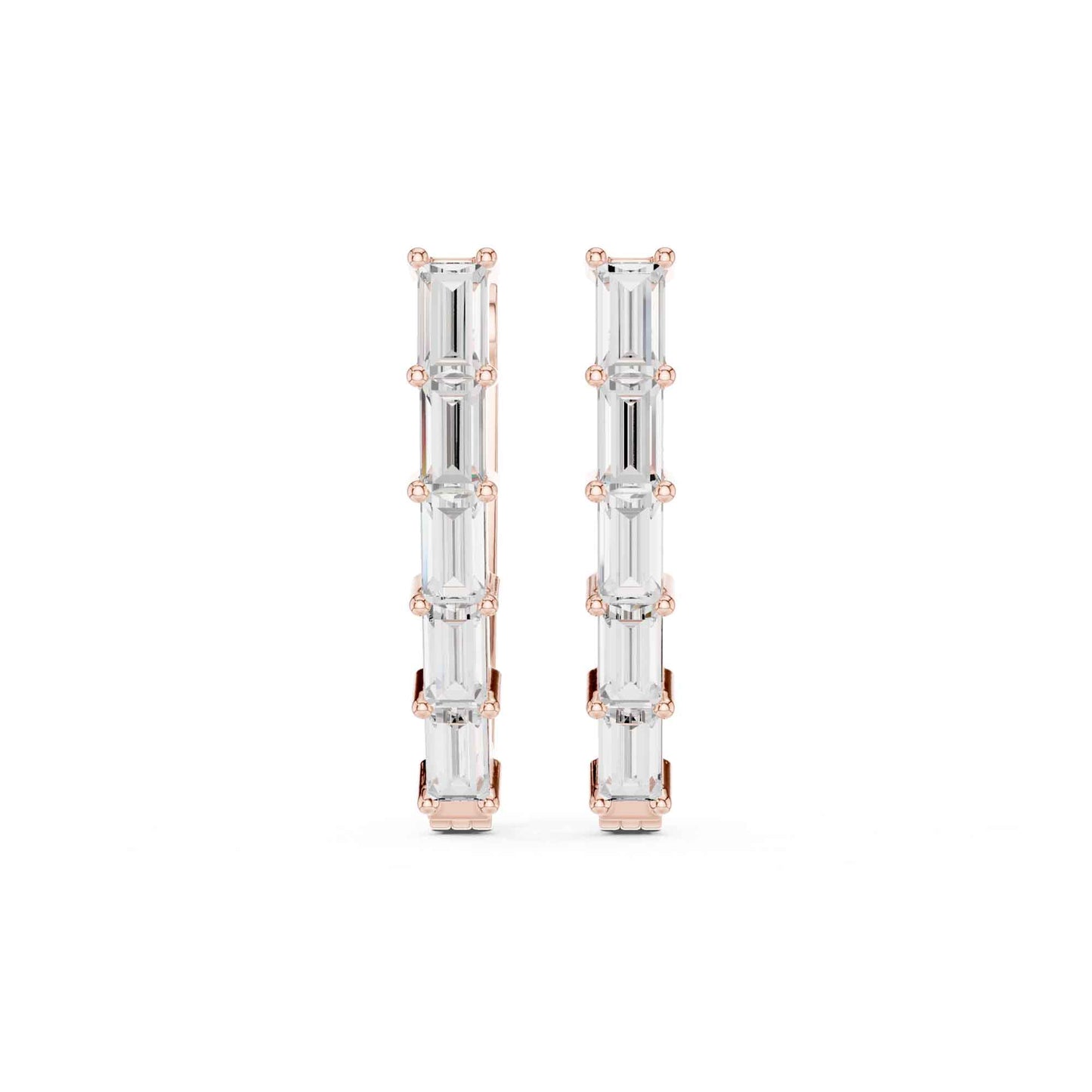Baguette Straight Lab Grown Diamond Minimal Hoop & Huggie Earrings