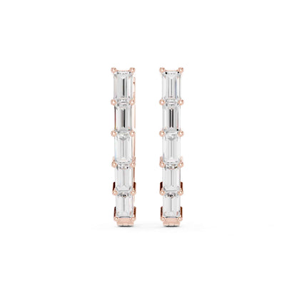 Baguette Straight Lab Grown Diamond Minimal Hoop & Huggie Earrings