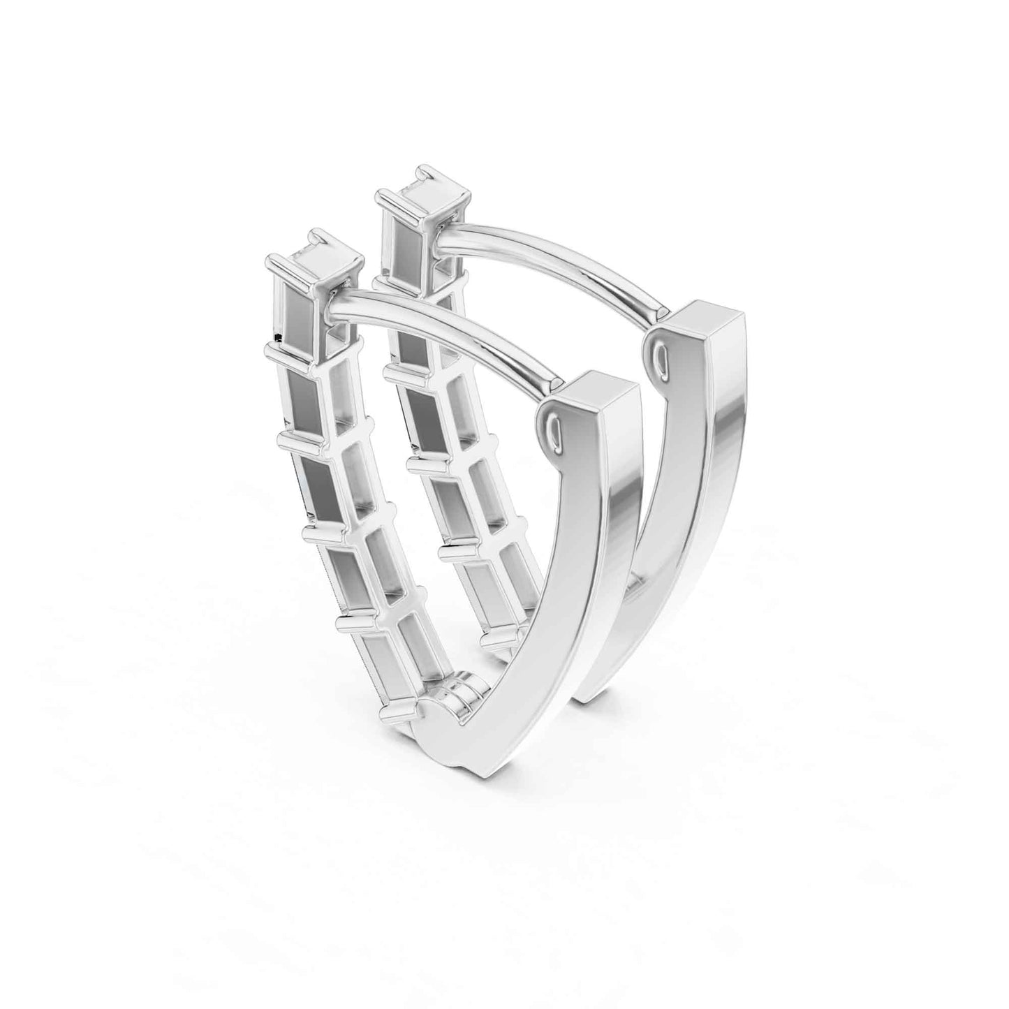 Baguette Straight Lab Grown Diamond Minimal Hoop & Huggie Earrings