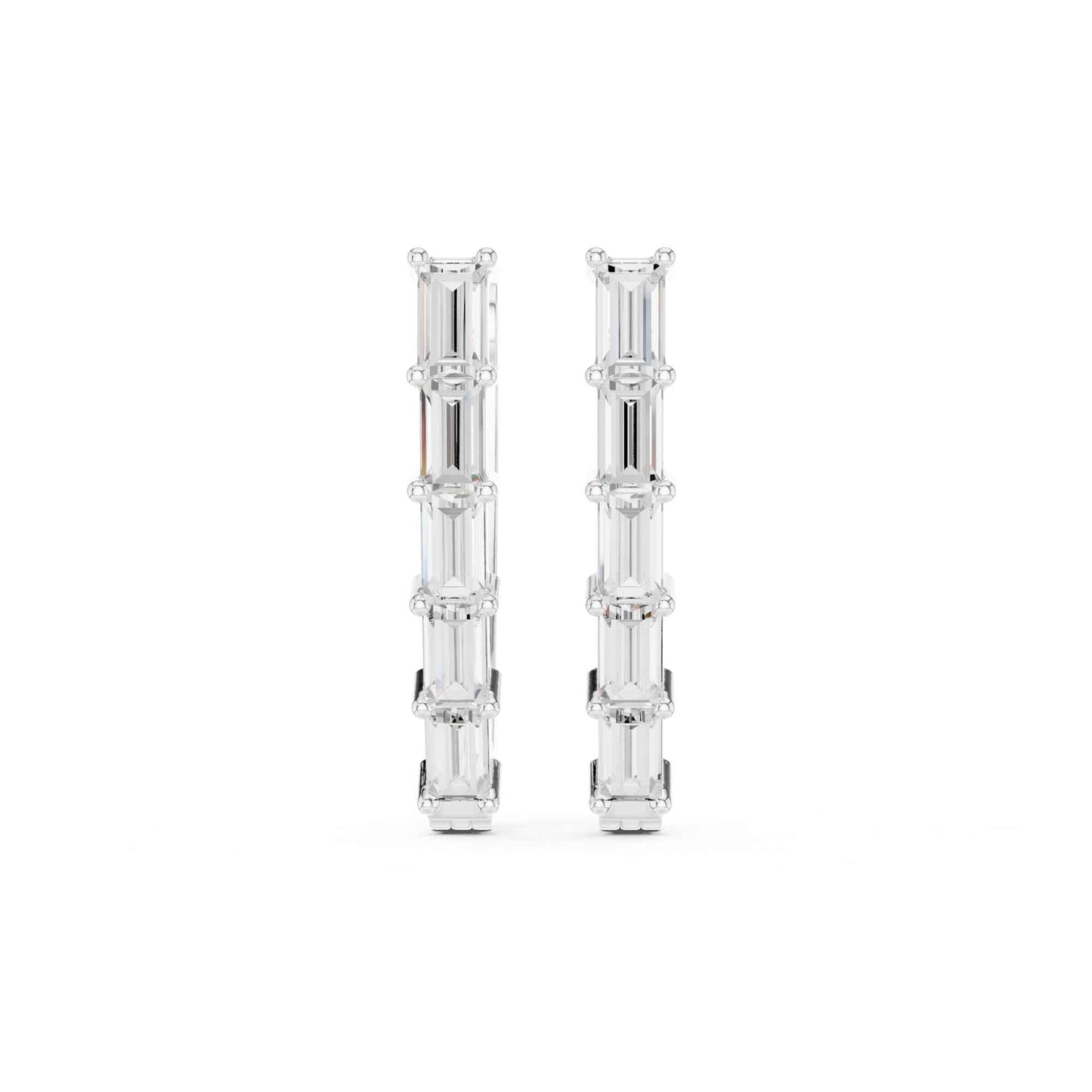 Baguette Straight Lab Grown Diamond Minimal Hoop & Huggie Earrings