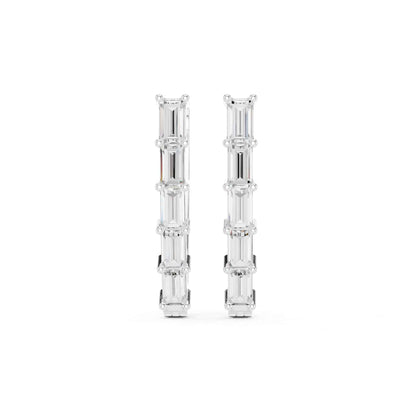 Baguette Straight Lab Grown Diamond Minimal Hoop & Huggie Earrings