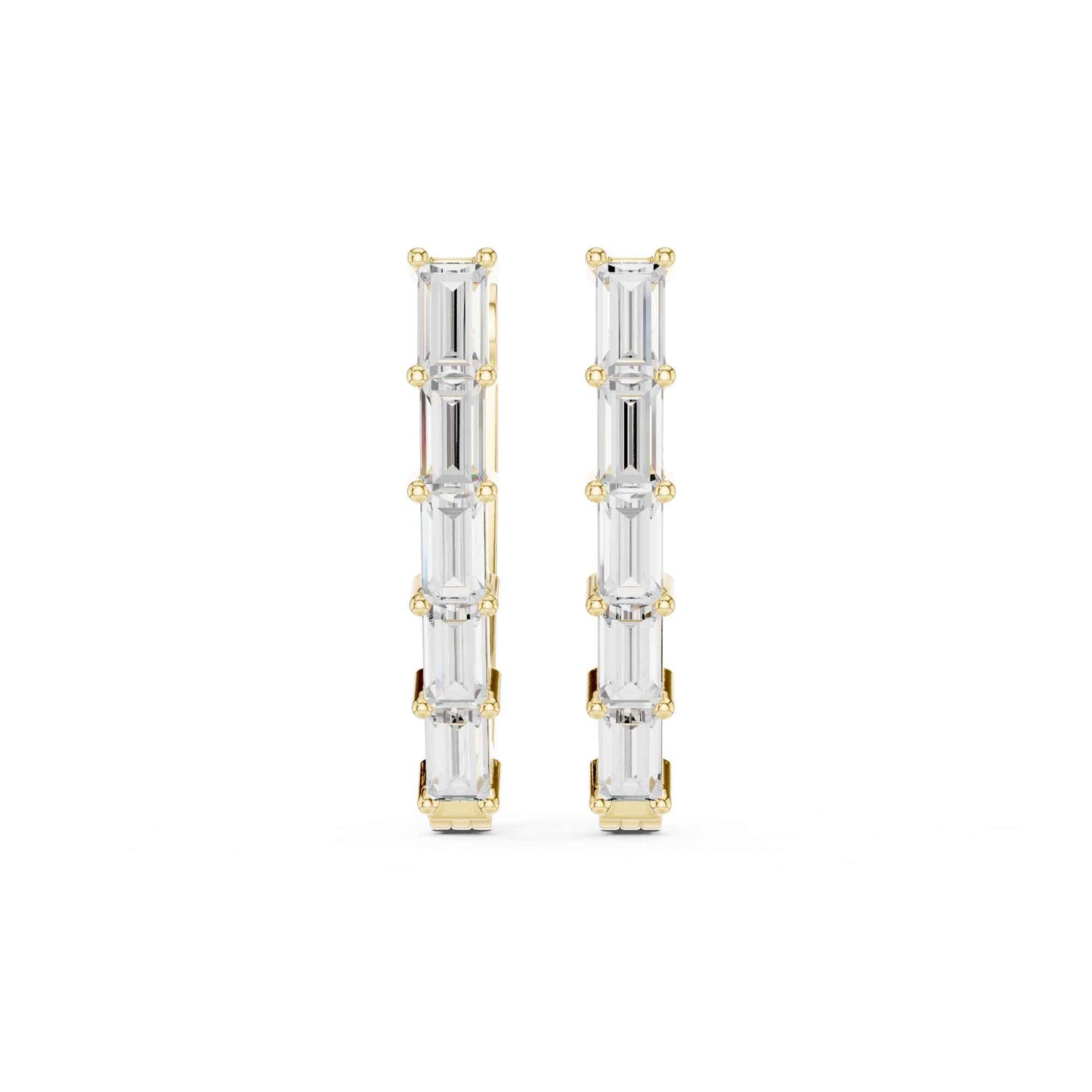 Baguette Straight Lab Grown Diamond Minimal Hoop & Huggie Earrings