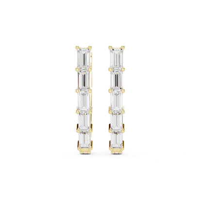 Baguette Straight Lab Grown Diamond Minimal Hoop & Huggie Earrings